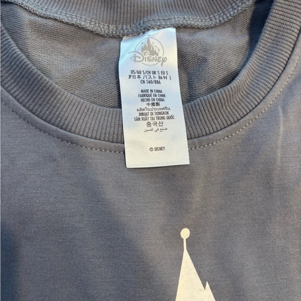 Disney Gray Magic Kingdom Castle Graphic Lightweight Crewneck Sweatshirt - Picture 9 of 12